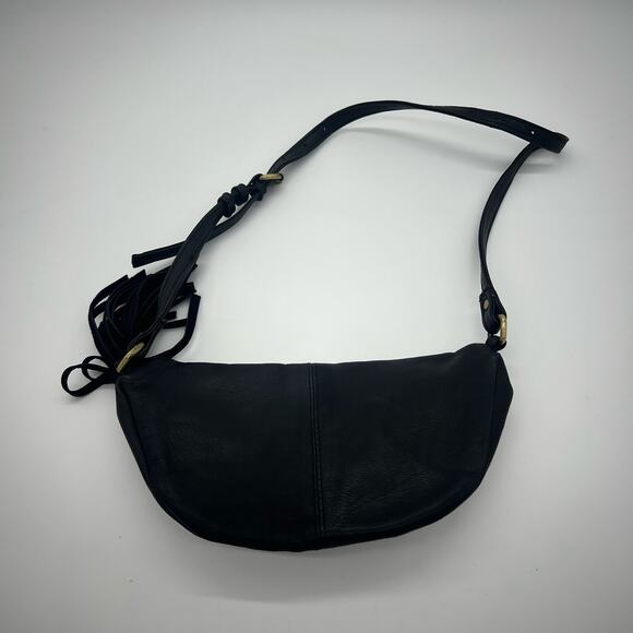 ASOS Black Vegan Leather Fanny Pack Cross Body Bag OS Tassel Adjustable - Picture 4 of 9